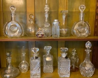 Crystal Decanters, including 3 examples of Vintage Baccarat Louis XIII Cognac Decanters