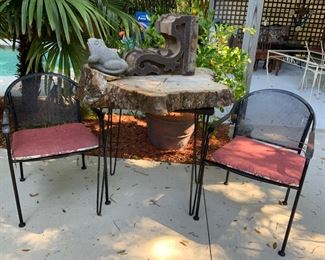 Outdoor Metal Chairs and Hairpin Leg Table