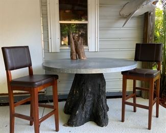 Zinc Top and Cast Aluminum Base Bar Height Table 54”