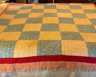 Hand stitched Quilt.  69” x. 79”