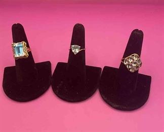 Three 10 Karat Rings