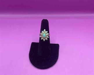 Opal Cluster And 14 K Ring