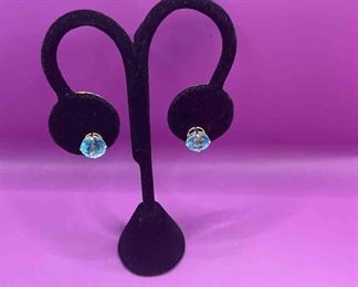 14 K Aquamarine Studs