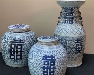 Blue White Chinoiserie Ginger Jars  Vase