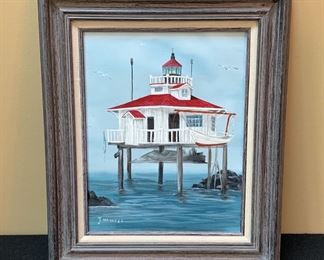 Original Artwork of Lighthouse by Virginia Artist Joan Mannell