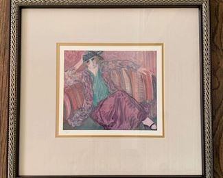 Pensive Woman 9 X 10 Inch Lithograph by Barbara A. Wood, Numbered