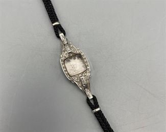 Vintage Diamond Black Cord Watch Band  Casing