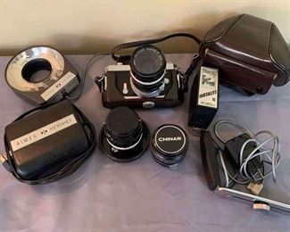 Vintage Nikkormat Camera with Extra Lenses, Case, Light Accessories by Aimes Hershey