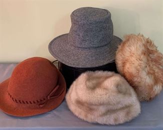 Vintage Womens Hats 2 Wool  2 Faux Fur