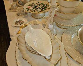 Just part of a collection of beautiful Lenox china.  There are many pieces. Most are white with gold trim.  