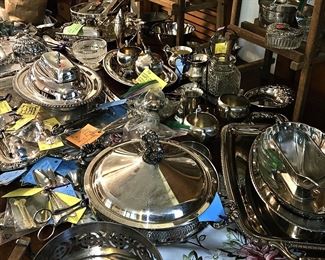 A large selection of silverplate.  Something here for everyone.