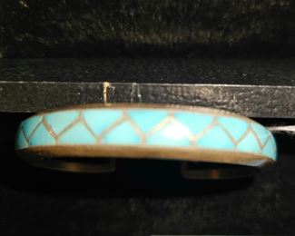 Sterling and turquoise cuff bracelet.