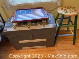 whandpainted trunk stool and more2951 t