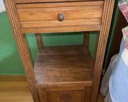 wvintage wood and marble side table3041 t