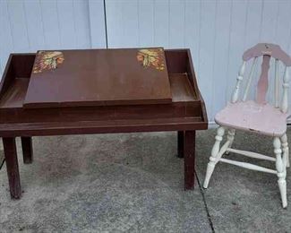 05 Antique Sloped Writing Desk And Shabby Chic Painted Chair