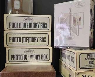 Bundle Of Photo Memory Boxes, Photo Spinner In Box And Cowboy Boot Picture Frame