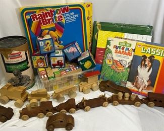 Childrens Toys Wooden Train Sets, Vintage Science Kit, Alphabet Blocks,  More