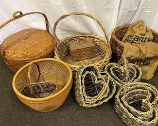 Collection Of Baskets Burlap Sacks