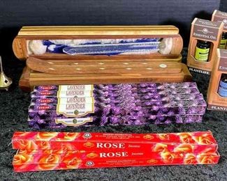 Clear Quartz Crystals W Incense Stick Bundle