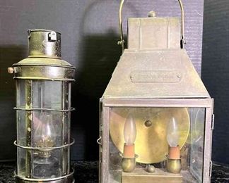 Country Square Lantern With Oil Lamp