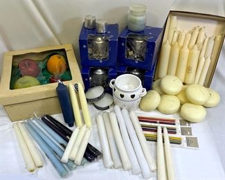 Crystal Candle Holders, Taper Candles, Fruit Candles, More