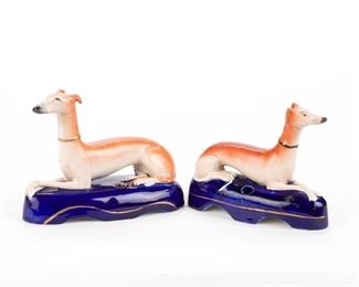 $30 EACH - TWO GREYHOUND STAFFORDSHIRE INK WELLS