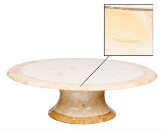 $450 - PEDESTAL ONYX COFFEE TABLE SIGNED MULLER  