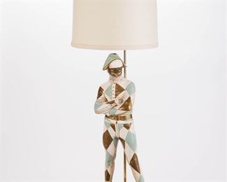 $375 - MALBRO HARLEQUIN JESTER LAMP STAMPED ST. MARCEAUX  