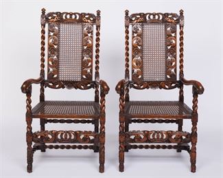 $1600 -  SET OF 8 RENAISSANCE JACOBEAN WILLIAM AND MARY W CARVED CROWNS 