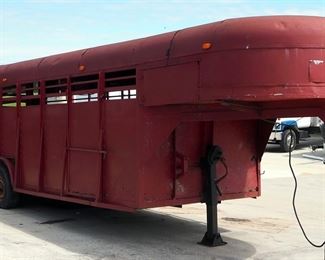 Steel Gooseneck 18' Livestock Trailer, Dual Axle, Contents Included Miscellaneous Diesel Engine Parts
