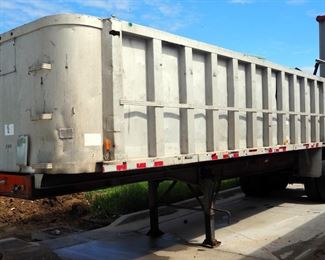 Dual Axle 30' Grain Trailer Full Of Scrap Diesel Engine Auto Parts