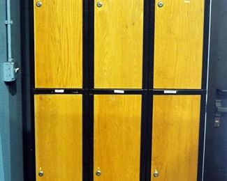 Locker Unit With Two Tiers And 6 Laminate Wood Doors, 78"x36"x18"