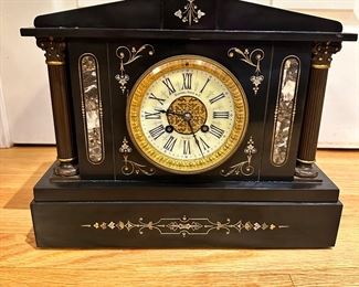 Antique French Slate Marble Mantel Clock