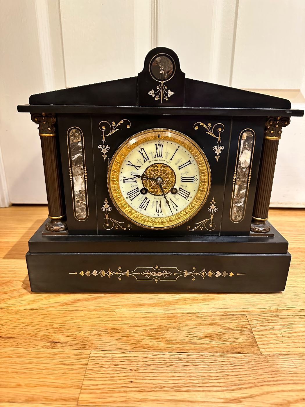 Antique French Slate Marble Mantel Clock