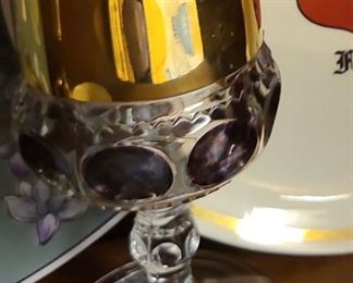 King's Crown by Tiffin/Franciscan, Glass Water Goblet,  Circa: 1950, Size: 5-5/8" High, 3" Diameter, 2-7/8" Rim Diameter, 3" Base Diameter, Drinking cup on pedestal for water and wine.