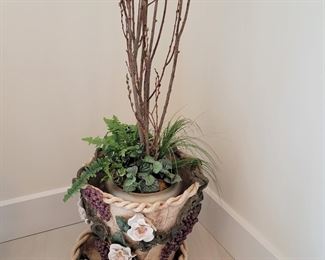 Hand painted pottery planter signed 