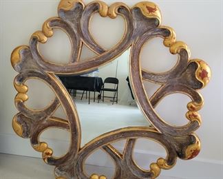 Decorative wood carved wall mirror