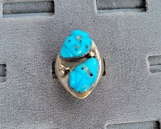 HL Helen Long Navajo turquoise frog ring 