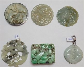 Chinese Jade pendants and belt buckle