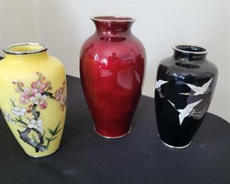 Japanese cloisonne vases 
