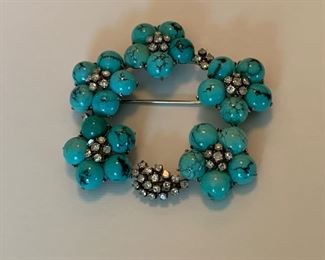 14K /  CUT DIAMONDS  / TURQUOISE 