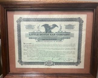 Little Motor Kar Company stock certificate