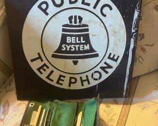 TWO SIDED PORCELAIN PUBLIC TELEPHONE SIGN