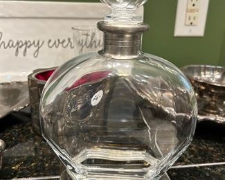 ART DECO BRESCIA PELTRO CRYSTAL - FINE PEWTER - ETAIN DECANTER - MADE IN ITALY 