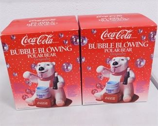 Coca Cola Bubble Blowing Polar Bears New in Box