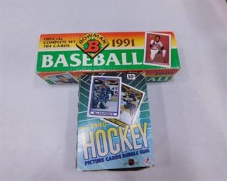 baseball cards and hockey cards