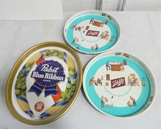 3 vintage beer trays incl 2 Schlitz