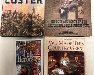 JC015 Lot of Books Folk Heros, Custer, PBR Bull Rides, Good Old Days We Make this Country Great