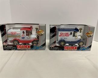JC040 2 PepsiCola Coin Banks, Golden Classic . DieCast Metal, NIB