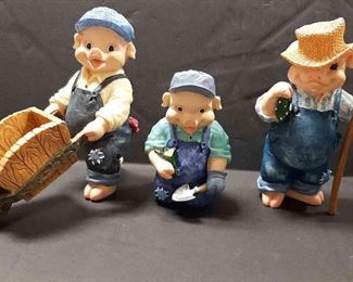 Set Of 3 Farming Pigs